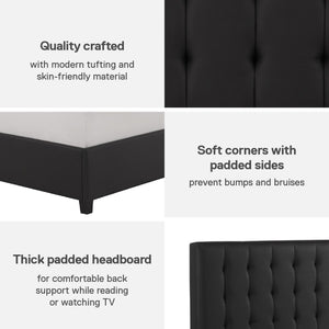 DHP Emily Upholstered Bed - Black Faux Leather - Full