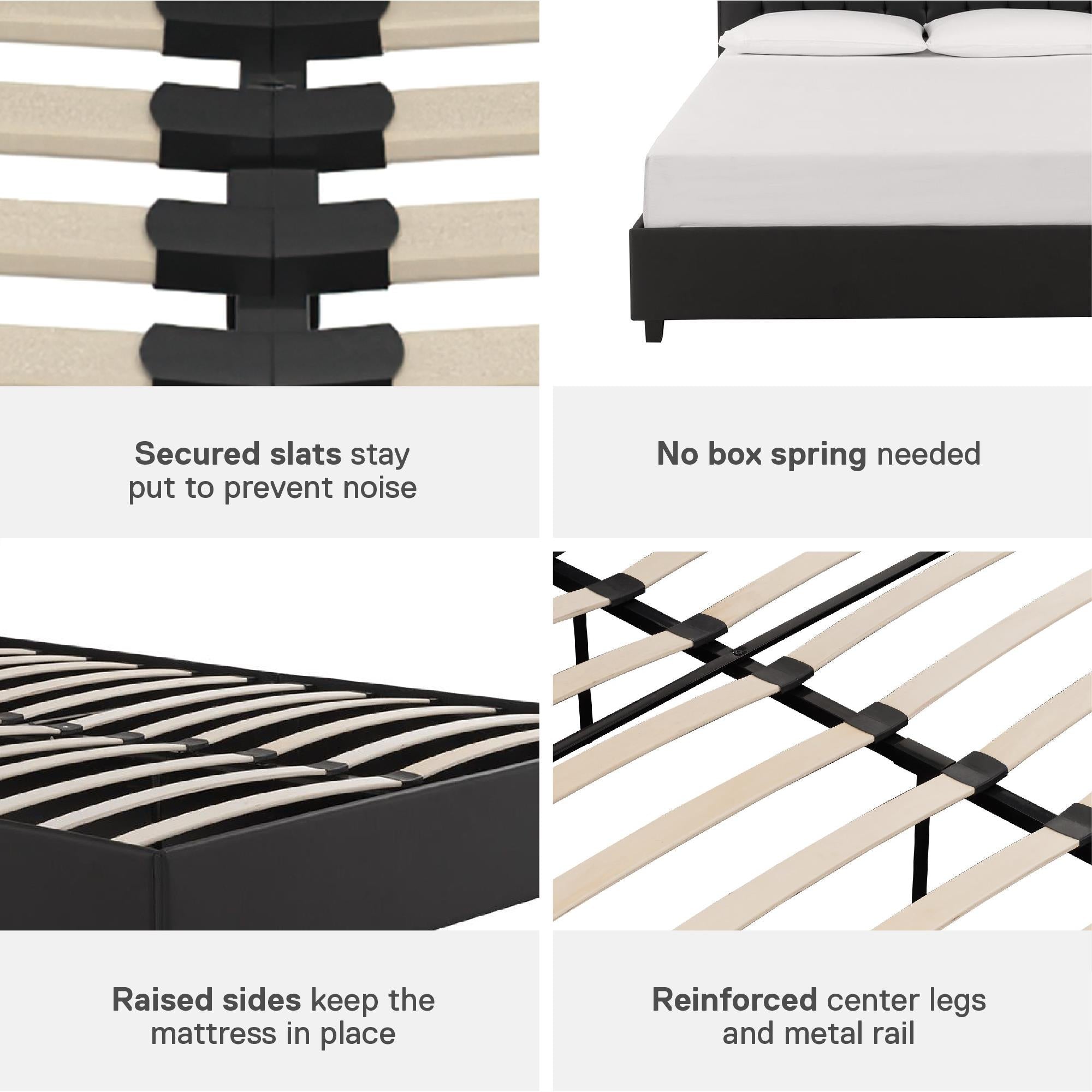 DHP Emily Upholstered Bed - Black Faux Leather - Full