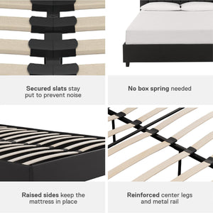 DHP Emily Upholstered Bed - Black Faux Leather - Full