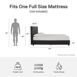 DHP Emily Upholstered Bed - Black Faux Leather - Full