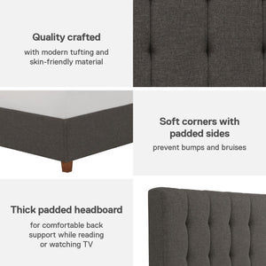 DHP Emily Upholstered Bed - Grey Linen - Queen