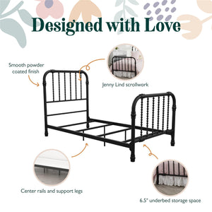 Max & Finn Wren Metal Bed - Black - Twin