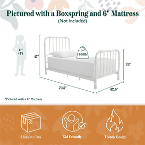 Max & Finn Wren Metal Bed - White - Twin