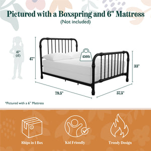 Max & Finn Wren Metal Bed - Black - Full