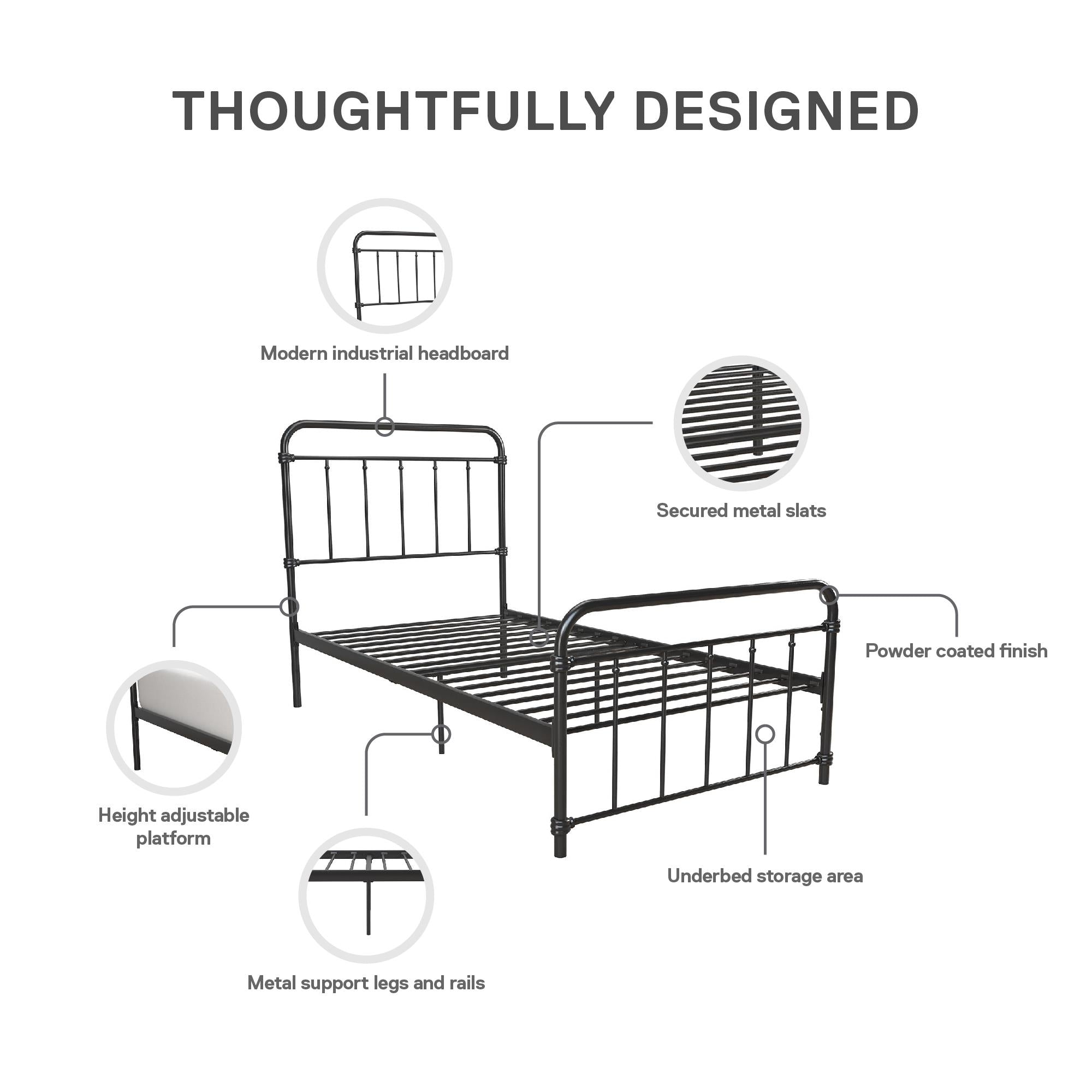 DHP Wallace Metal Bed Frame - Black - Twin