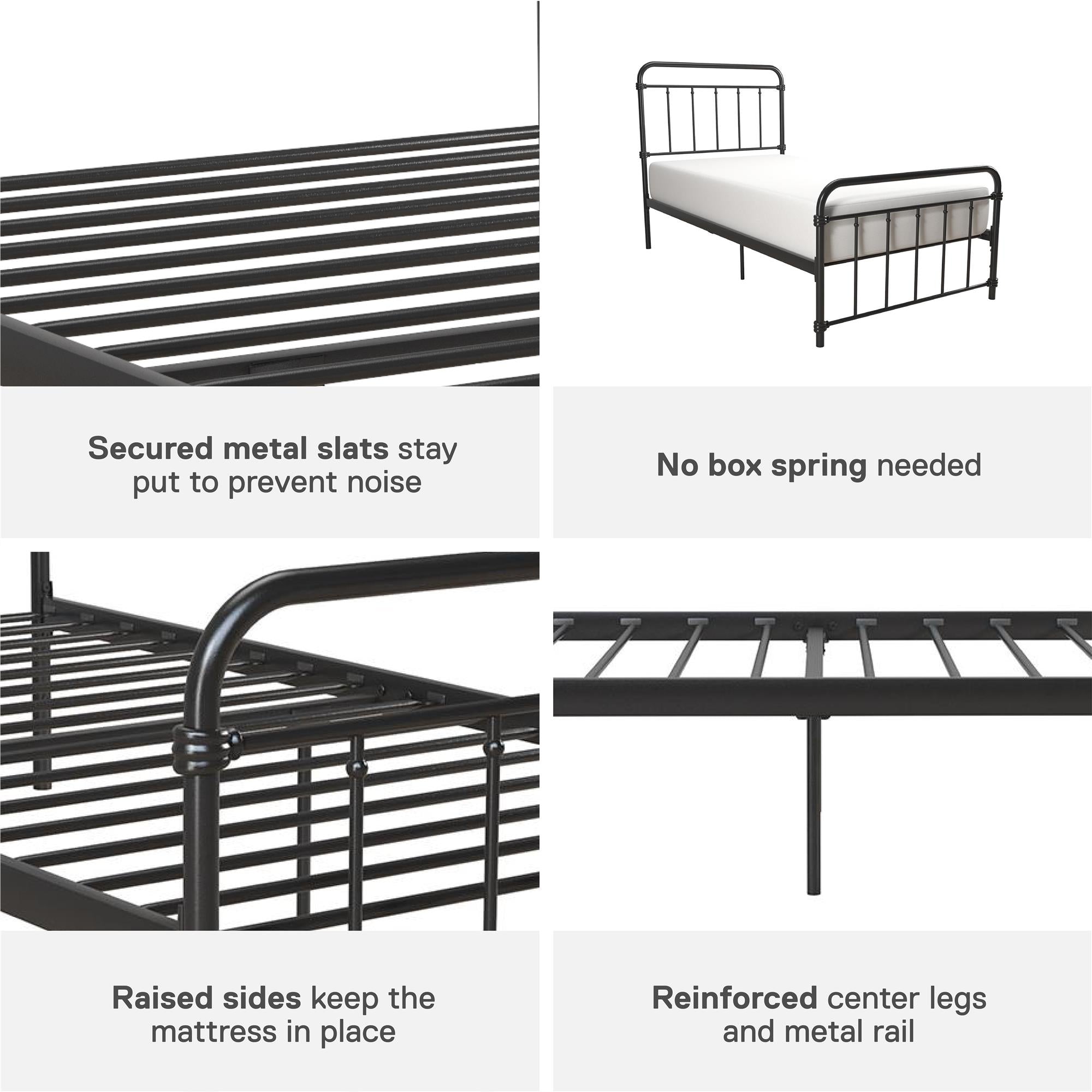DHP Wallace Metal Bed Frame - Black - Twin