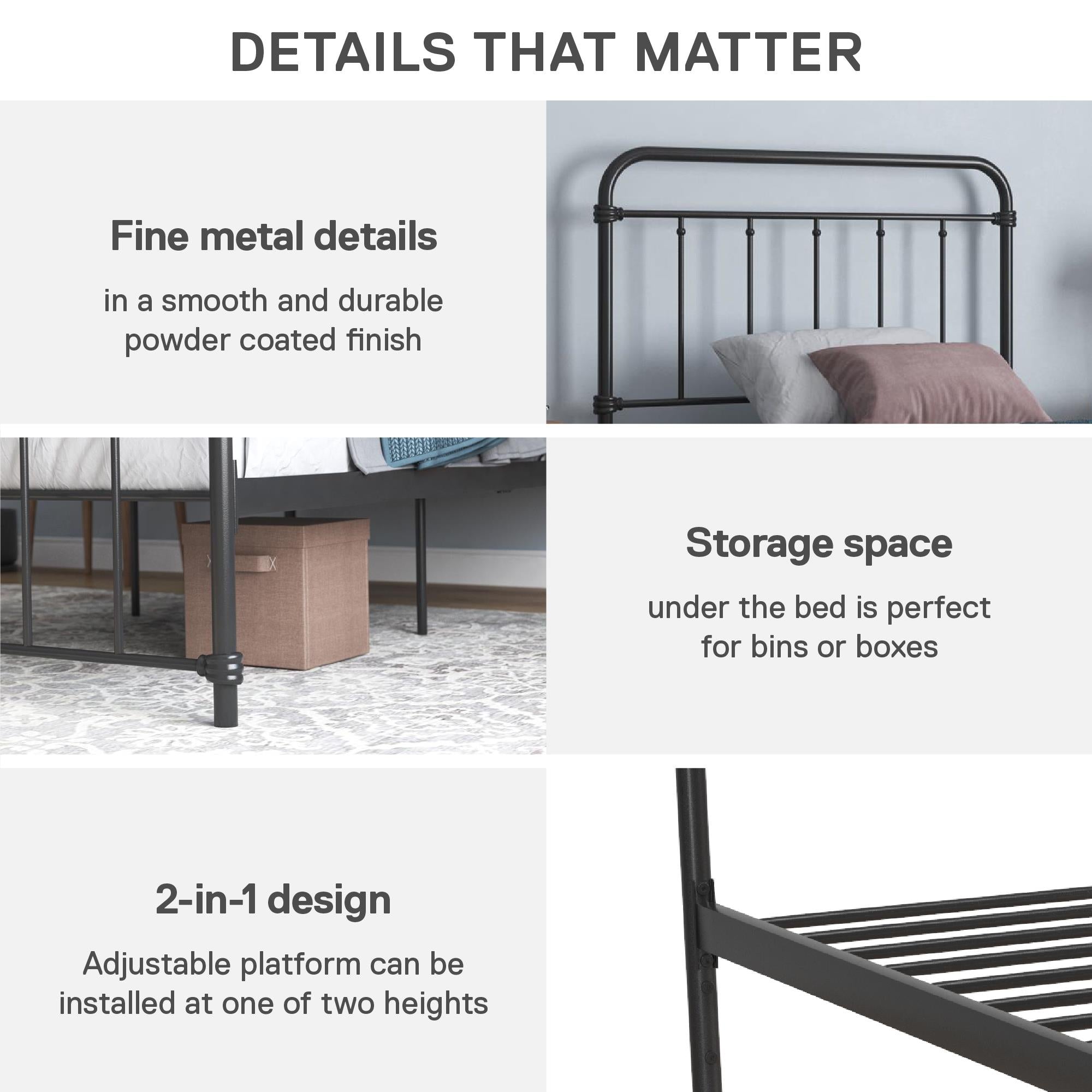 DHP Wallace Metal Bed Frame - Black - Twin