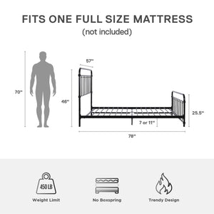 DHP Wallace Metal Bed Frame - Black - Full