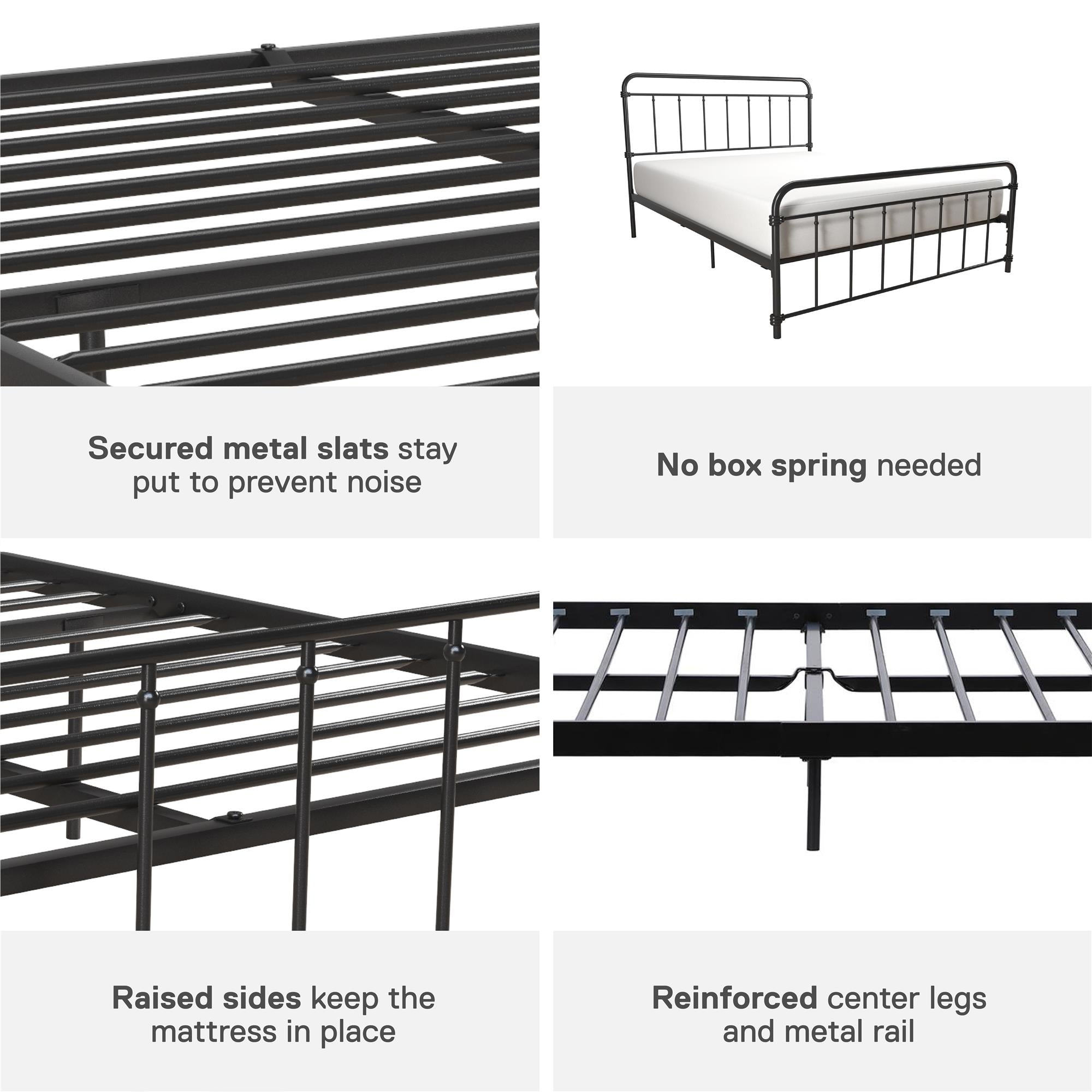 DHP Wallace Metal Bed Frame - Black - Full