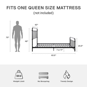 DHP Wallace Metal Bed Frame - Black - Queen