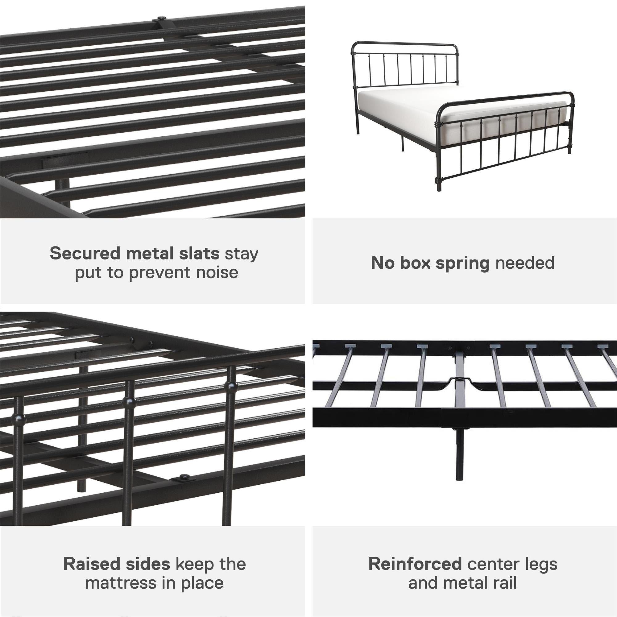 DHP Wallace Metal Bed Frame - Black - Queen