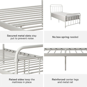 DHP Wallace Metal Bed Frame - White - Twin