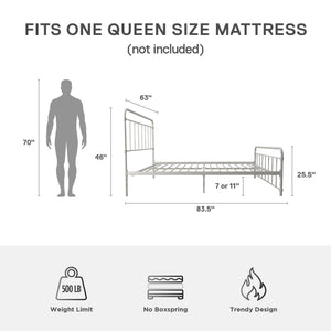 DHP Wallace Metal Bed Frame - White - Queen