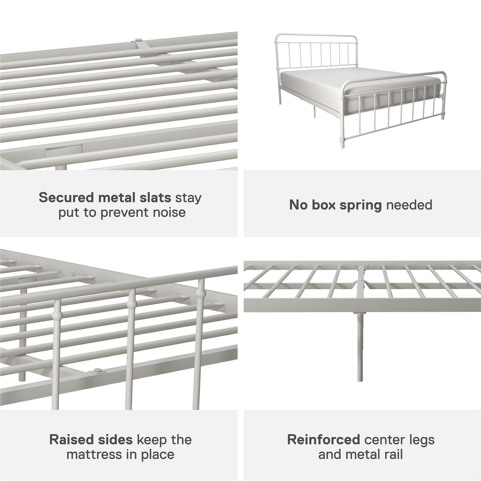 DHP Wallace Metal Bed Frame - White - Queen
