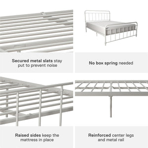 DHP Wallace Metal Bed Frame - White - Queen
