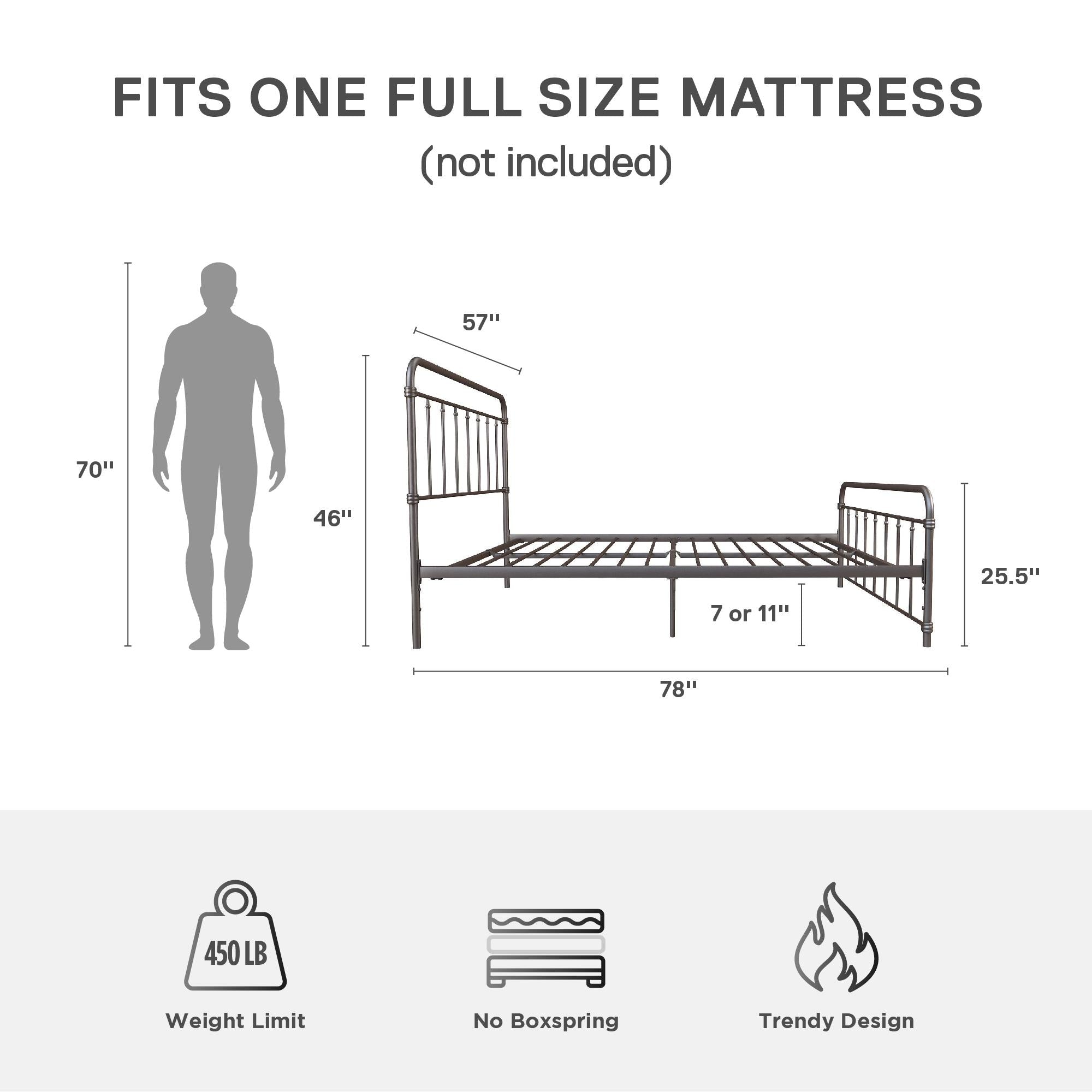DHP Wallace Metal Bed Frame - Bronze - Full