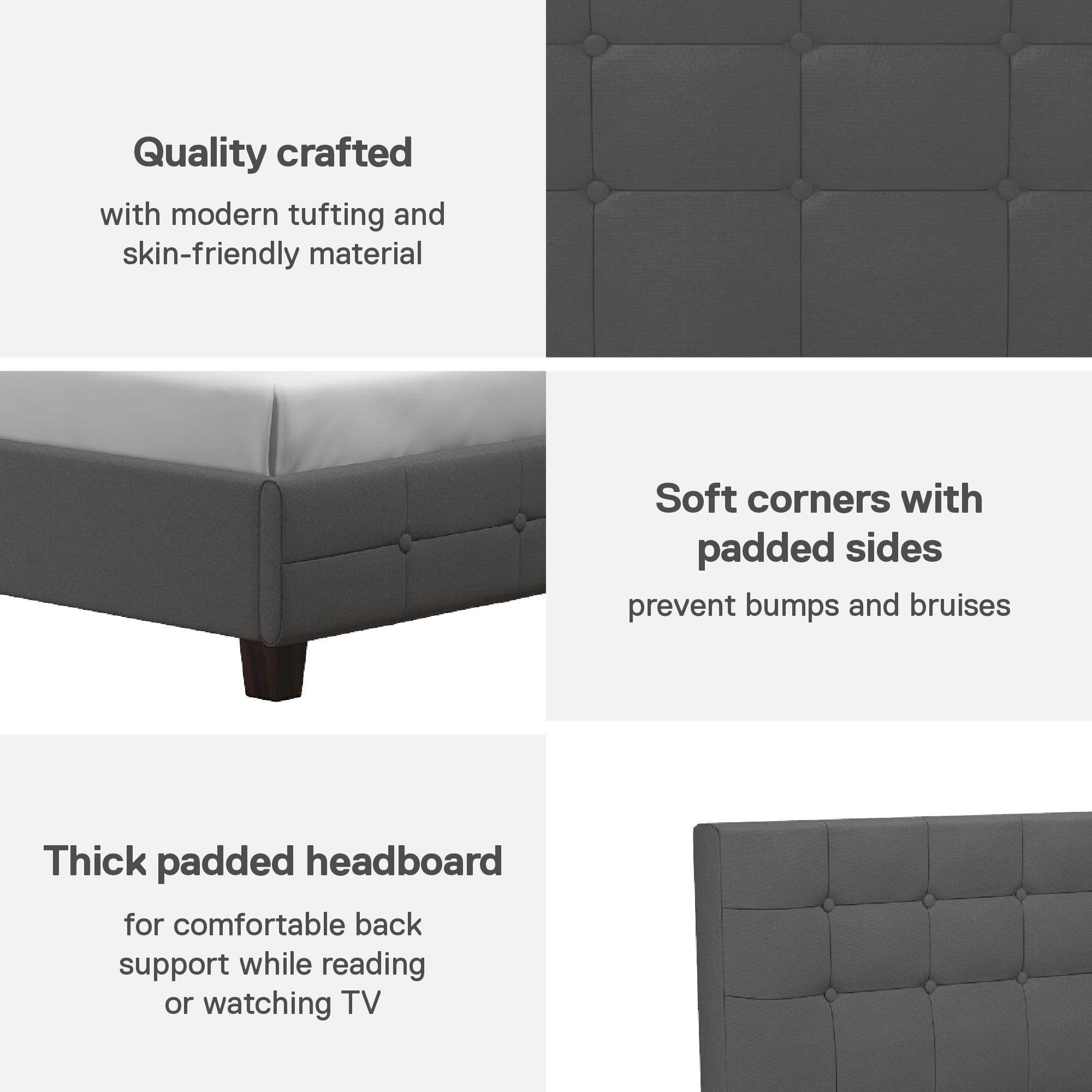 DHP Rose Upholstered Bed Frame - Gray - Twin
