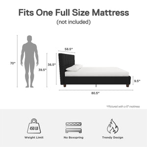 DHP Rose Upholstered Bed Frame - Black - Full