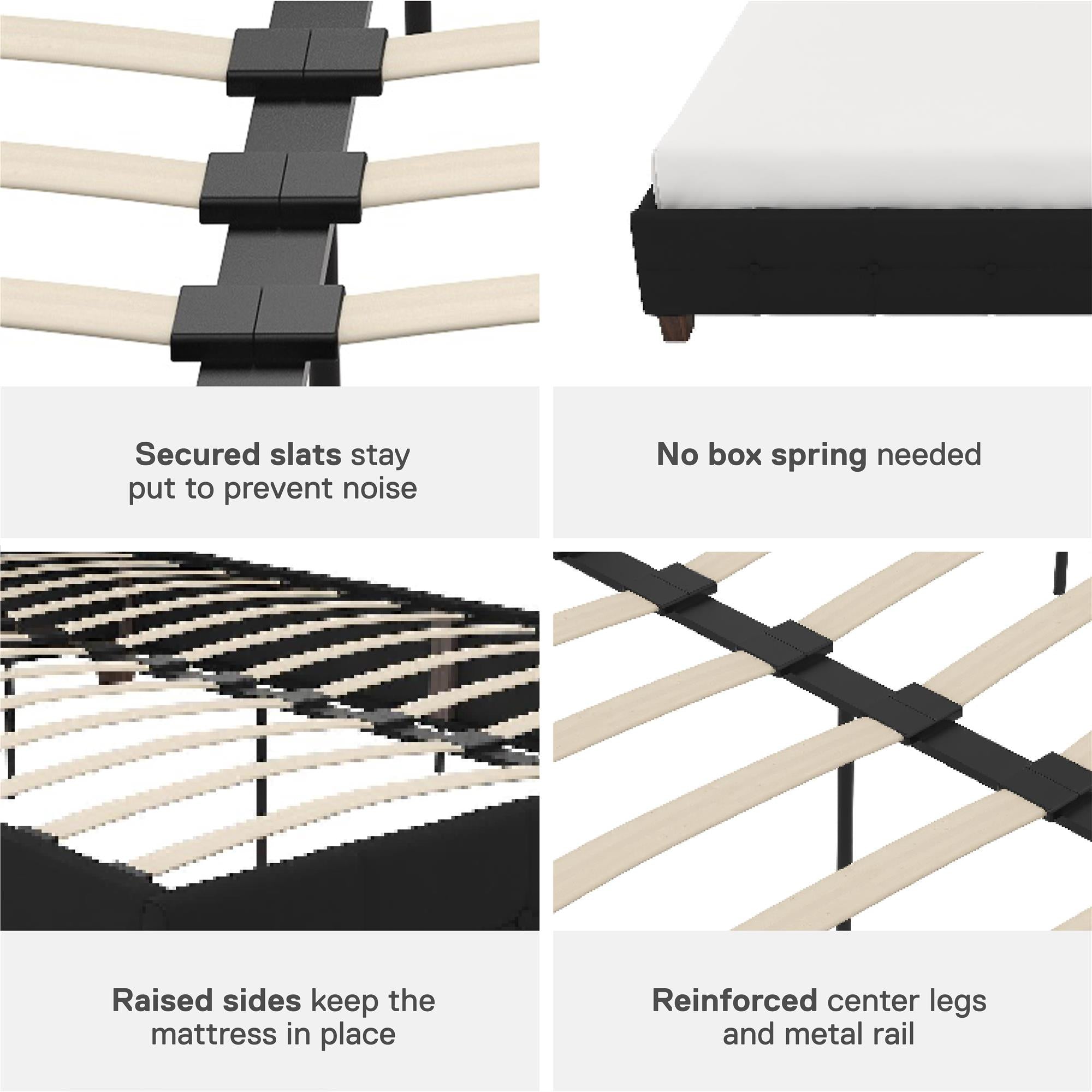 DHP Rose Upholstered Bed Frame - Black - Full