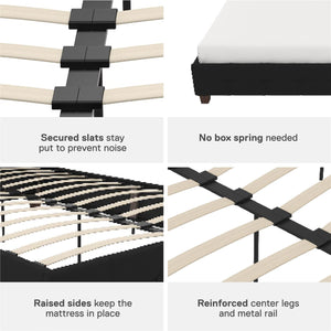 DHP Rose Upholstered Bed Frame - Black - Full
