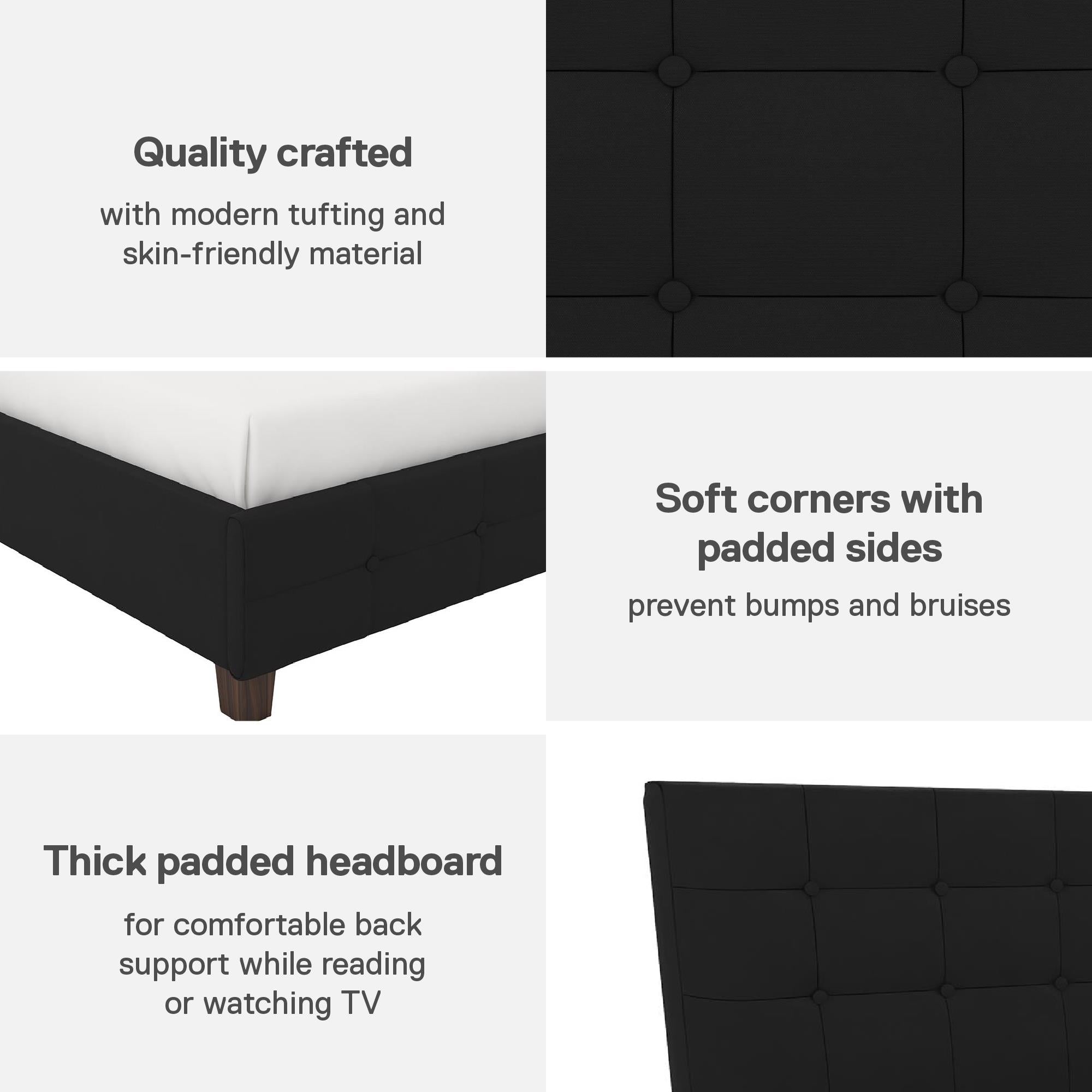 DHP Rose Upholstered Bed Frame - Black - Queen