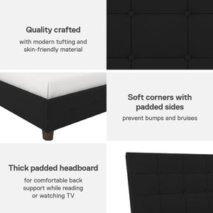 DHP Rose Upholstered Bed Frame - Black - Queen