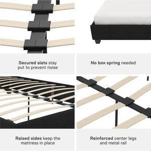 DHP Rose Upholstered Bed Frame - Black - Queen