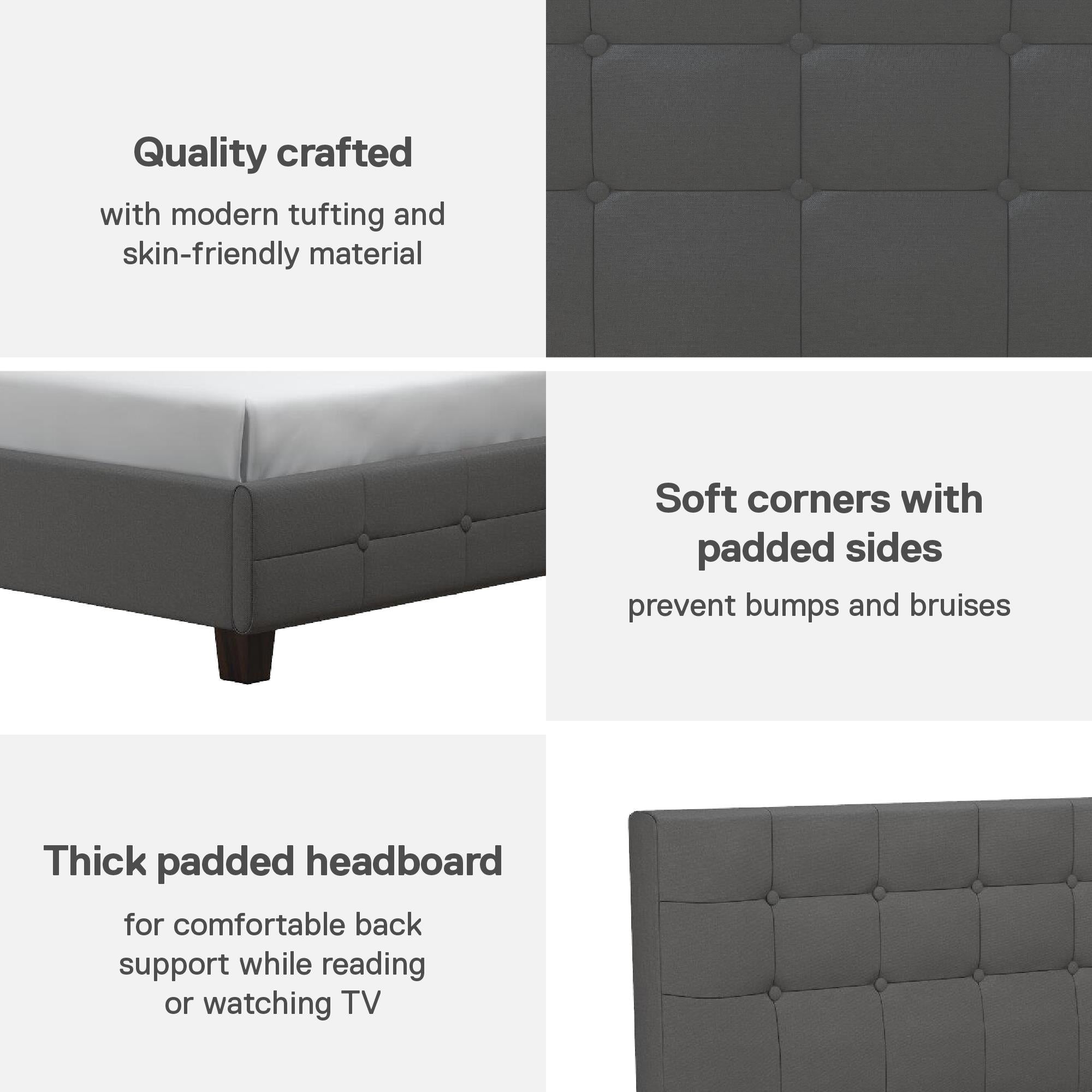 DHP Rose Upholstered Bed Frame - Gray - Queen