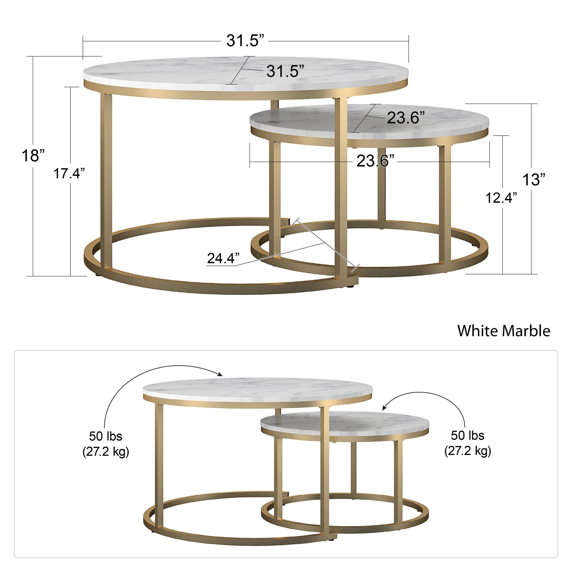 CosmoLiving Amelia Nesting Coffee Tables - Terrazzo