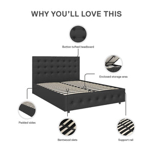 DHP Cambridge Upholstered Bed with Storage - Black - Full