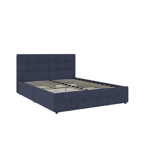 DHP Rose Upholstered Bed Frame with Storage - Blue Linen - Full