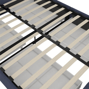 DHP Rose Upholstered Bed Frame with Storage - Blue Linen - Full