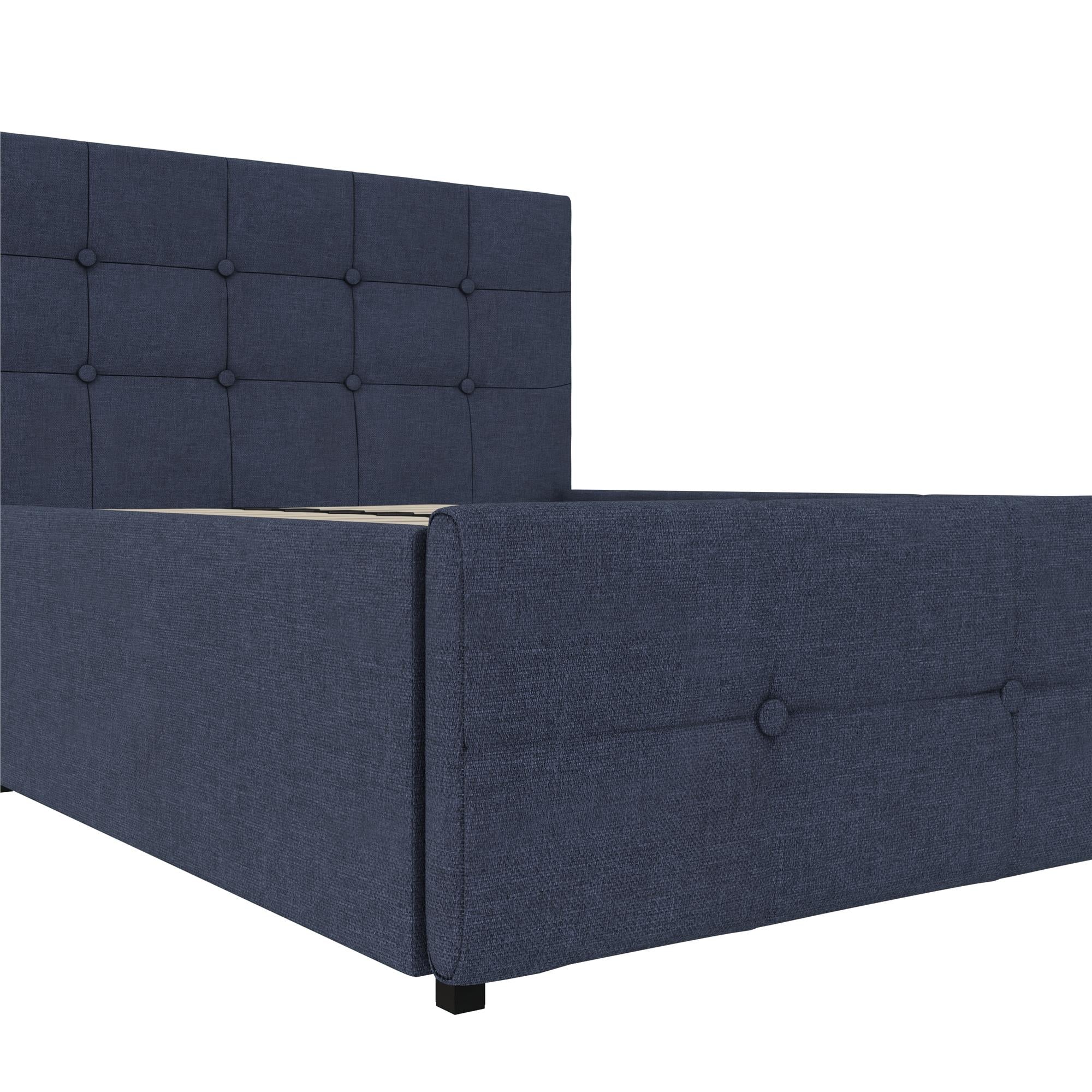 DHP Rose Upholstered Bed Frame with Storage - Blue Linen - Full