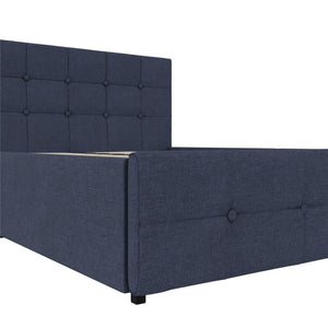 DHP Rose Upholstered Bed Frame with Storage - Blue Linen - Full