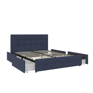 DHP Rose Upholstered Bed Frame with Storage - Blue Linen - Full