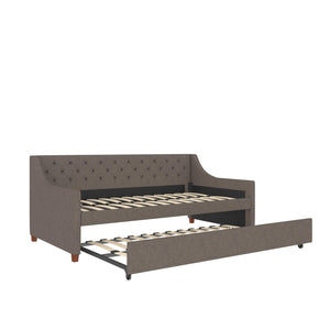 Novogratz Her Majesty Daybed and Trundle - Grey Linen - Twin