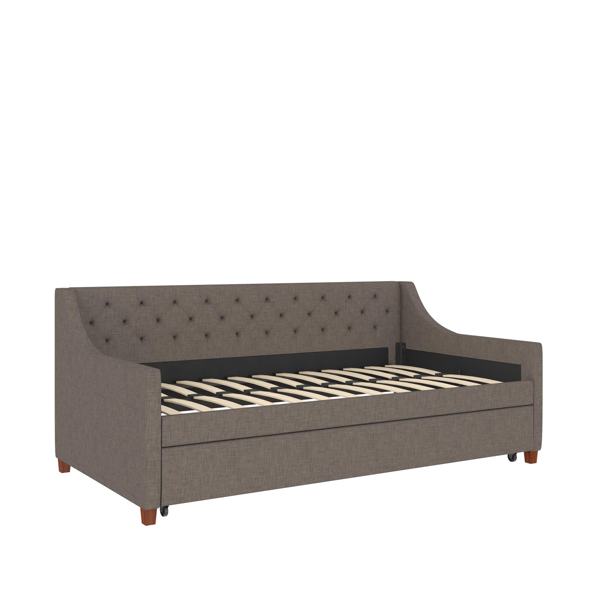 Novogratz Her Majesty Daybed and Trundle - Grey Linen - Twin