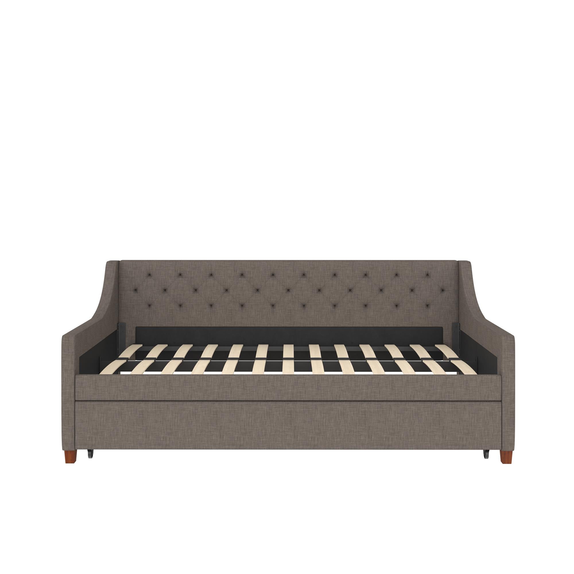 Novogratz Her Majesty Daybed and Trundle - Grey Linen - Twin