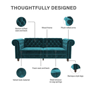 DHP Felix Chesterfield Futon Sofa - Green