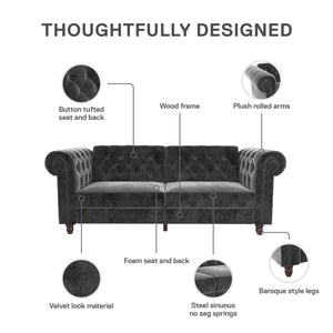 DHP Felix Chesterfield Futon Sofa Bed - Dark Gray
