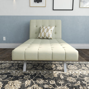 DHP Emily Chaise Lounger Chair - Vanilla Faux Leather