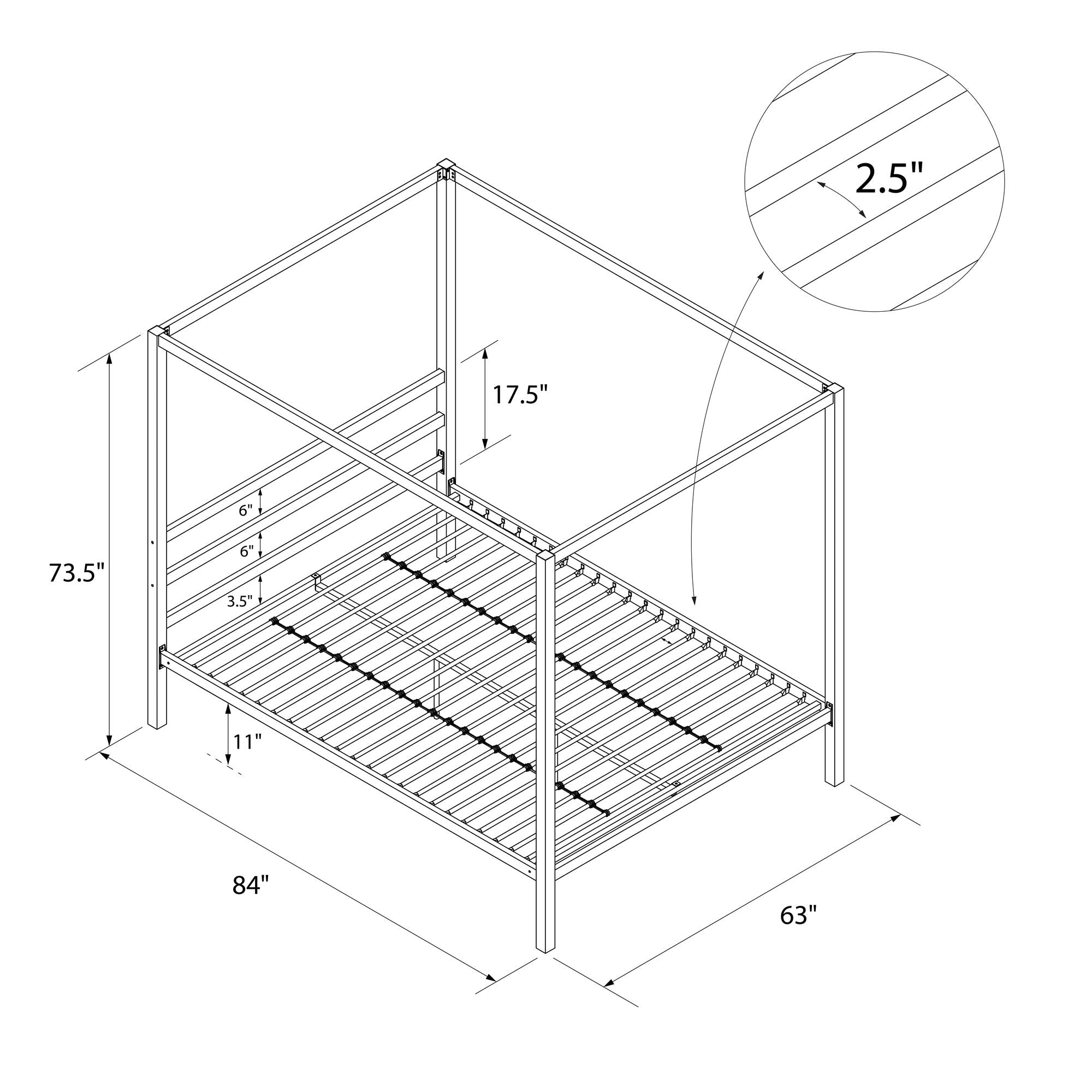DHP Modern Metal Canopy Bed - Gray - Queen