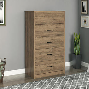 Ameriwood Home Emery 5 Drawer Dresser - Rustic Oak - 5 Drawer