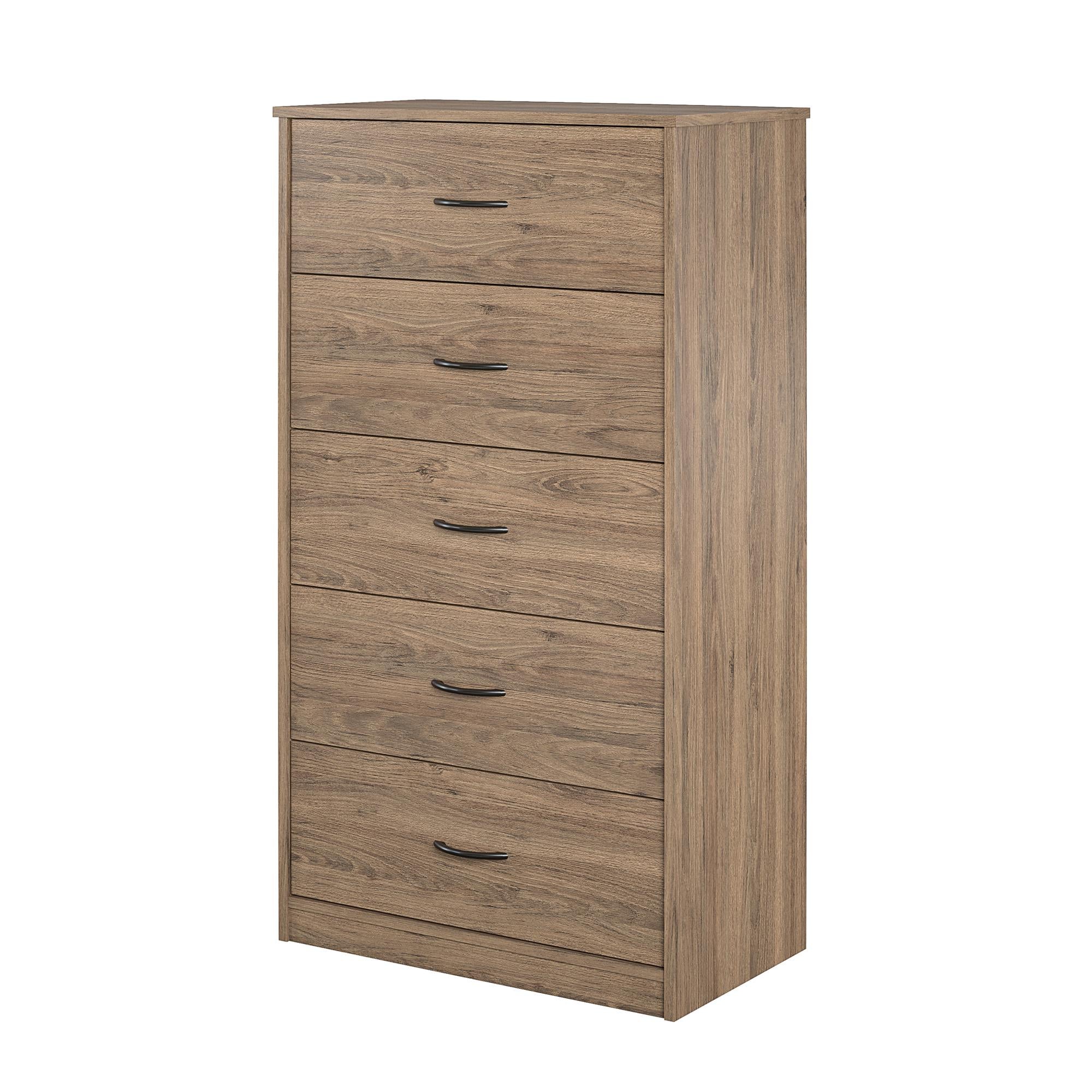 Ameriwood Home Emery 5 Drawer Dresser - Rustic Oak - 5 Drawer