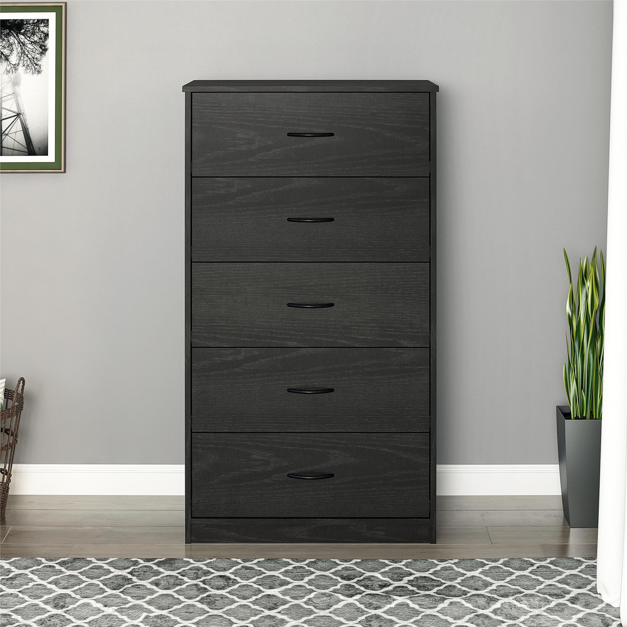 Ameriwood Home Emery 5 Drawer Dresser - Black Oak - 5 Drawer