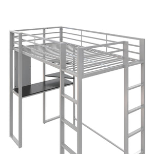 DHP Abode Metal Loft Bed with Desk and Shelves - Silver - Twin