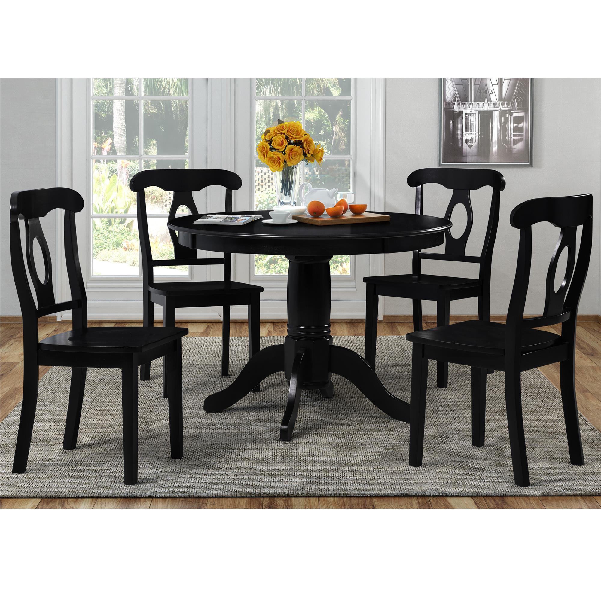DHP Aubrey 5-Piece Traditional Pedestal Dining Set - Black