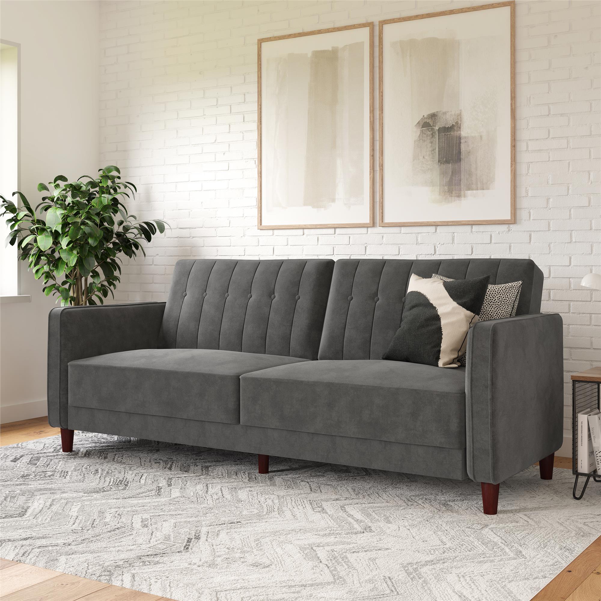 DHP Pin Tufted Futon Sofa Bed - Dark Gray