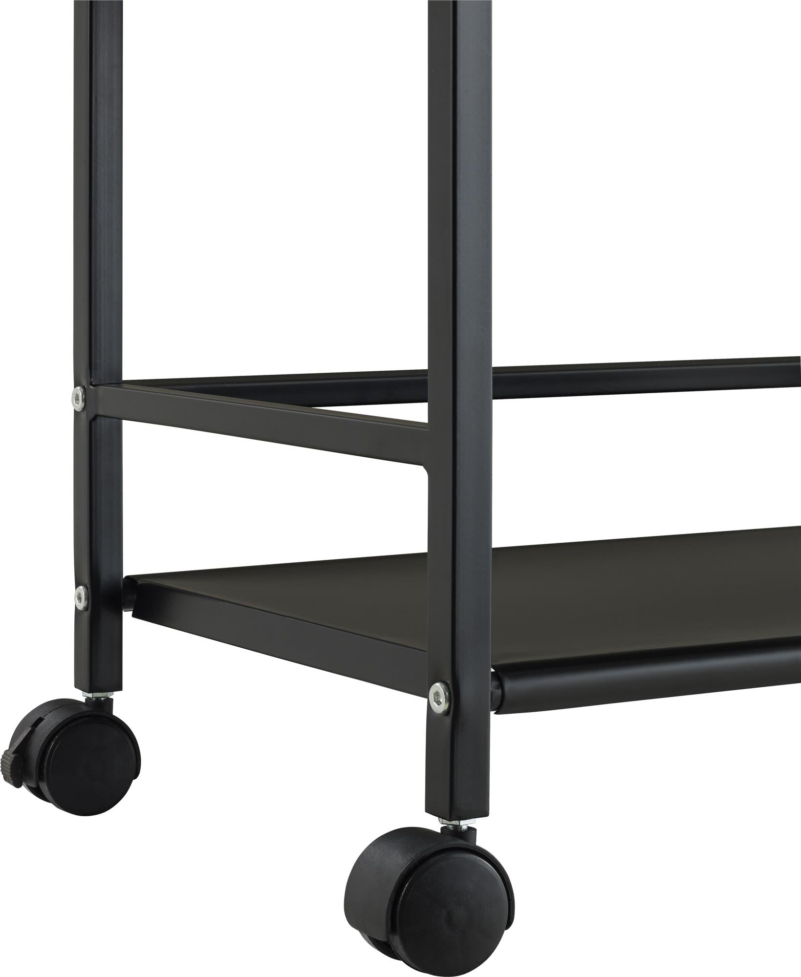 Ameriwood Home Marshall 3 Shelf Metal Rolling Utility Cart - Black