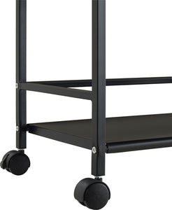 Ameriwood Home Marshall 3 Shelf Metal Rolling Utility Cart - Black